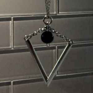 15” Silver-Tone Chain Necklace with Angler Arrow or “V” Pendant & Hanging Black